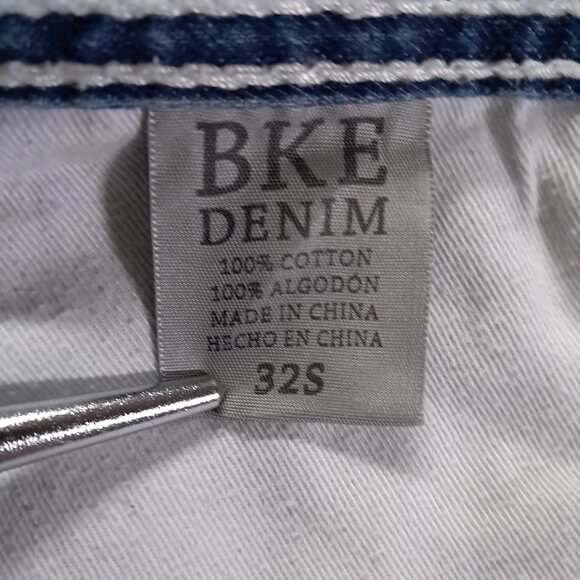 BKE Tyson Jean Men 33x30, Tag 32S Straight Leg Blue Faded Denim 100% Cotton - Picture 13 of 14